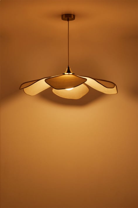 Suspension Ø75 cm en lin et coton rustique beige lin et marron blé Benavid