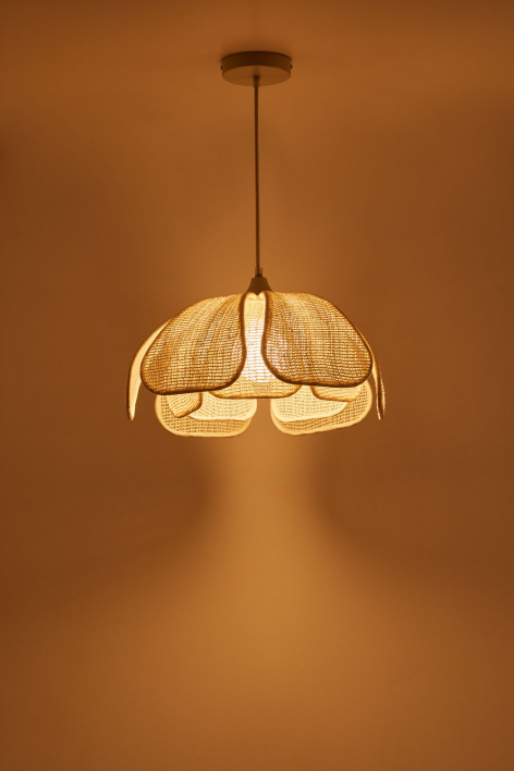 Plafonnier Ø50 cm, lin et coton beige crème Vidson