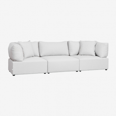 Canapé Modulable 3 Pièces Avec 2 Fauteuils D'angle Kata Beige Crème - Sklum