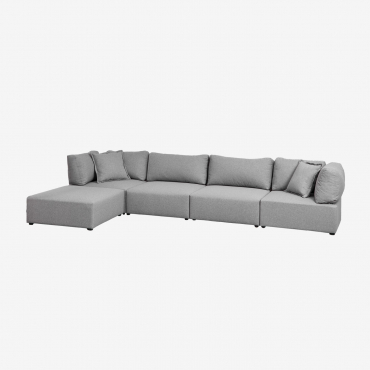 Canapé Modulable 4 Pièces Avec 2 Fauteuils D'angle Et Pouf Kata Gris - Sklum