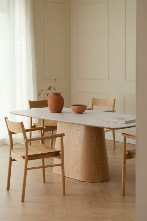 Table à manger rectangulaire 200x100 cm en bois Aura