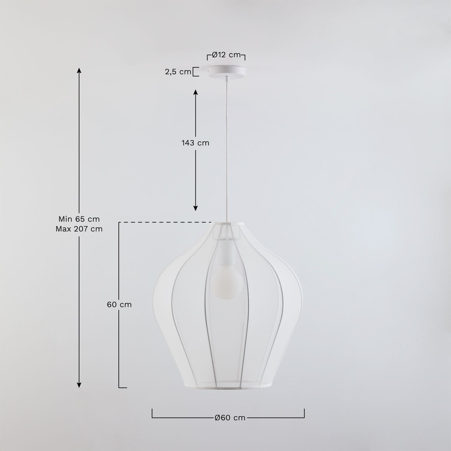Suspension en métal et tissu Belisa, mesures