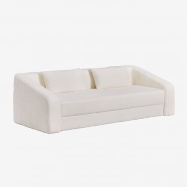 Canapé Lit 3 Places Dalila En Tissu Bouclé Tissu Bouclé Blanc Cassé - Sklum