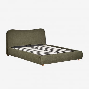 Lit Coffre Tapissé Winselet Tissu Vert Militaire & 180 X 200 Cm - Sklum