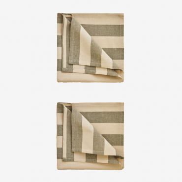 Ensemble De 2 Serviettes En Coton Efarin Vert Militaire - Sklum