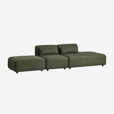 Canapé Modulable 2 Pièces Avec Méridienne Droite Et Pouf Fogler Chenille Vert Sauge - Sklum