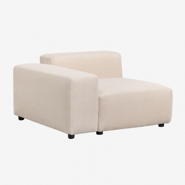 Module D'angle Gauche (115x113 Cm) Avec Accoudoir Bas Pour Canapé Modulable Bruna Velours Côtelé Beige Lin - Sklum