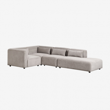 Canapé D'angle Modulaire 4 Pièces Fogler Avec Méridienne Droite Velours Côtelé Gris Taupe Clair - Sklum