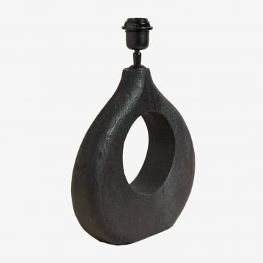 Base Pour Lampe De Table ↑30 Cm En Bois De Manguier Joana Noir - Sklum