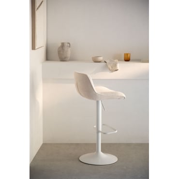 Tabouret haut réglable avec dossier en métal et tissu Igarasi