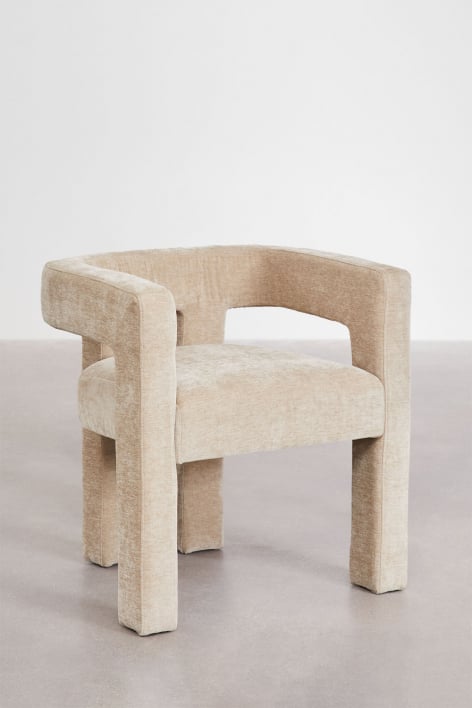 Pack de 2 chaises de salle à manger rembourrées Liara avec accoudoirs - Chenille Épaisse Marron Latte