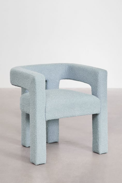 Pack de 4 chaises de salle à manger rembourrées Liara avec accoudoirs - Boucle Bleu Île Paradis