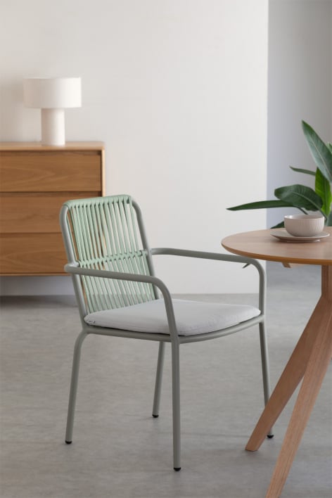 Chaise de salle à manger empilable avec accoudoirs en aluminium Alberta - Vert Kaki