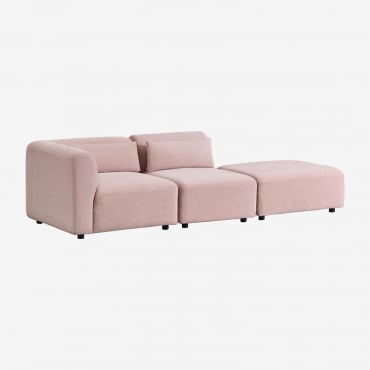 Canapé D'angle Modulable 2 Pièces Avec Pouf Fogler Velours Côtelé Vin Rosé - Sklum