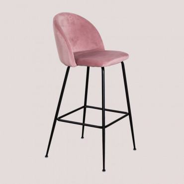 Pack De 2 Tabourets Hauts En Velours Kana Design Peonia & ↑75 Cm & Noir - Sklum
