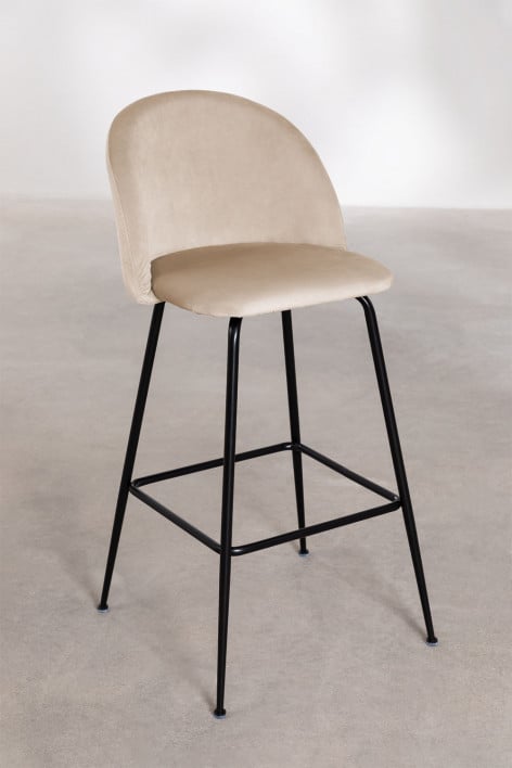 Lot de 2 tabourets hauts 75 cm en velours marron blé et pieds noirs Kana Design - Brun Blé