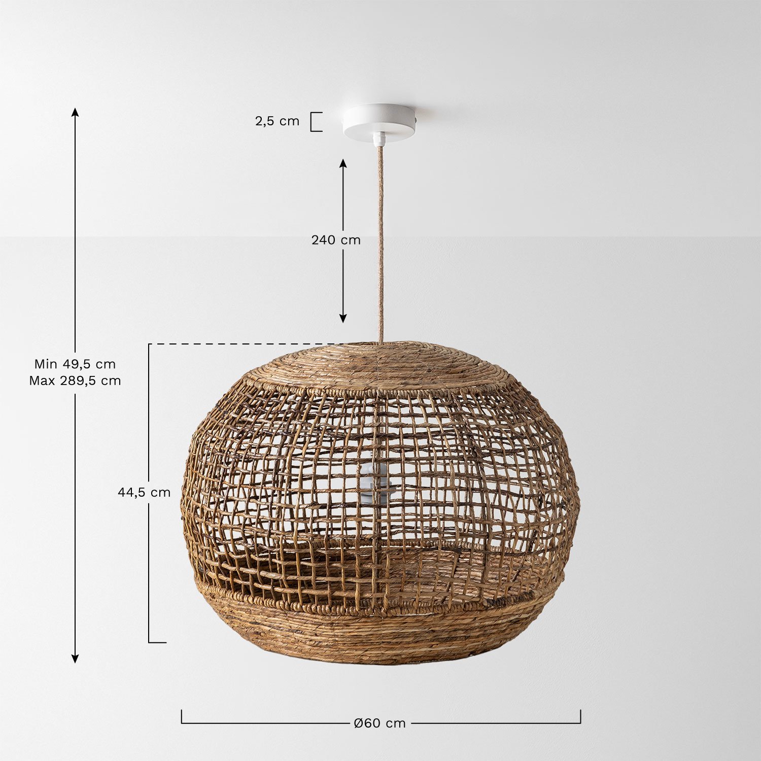 Lampe de plafond Udane, mesures