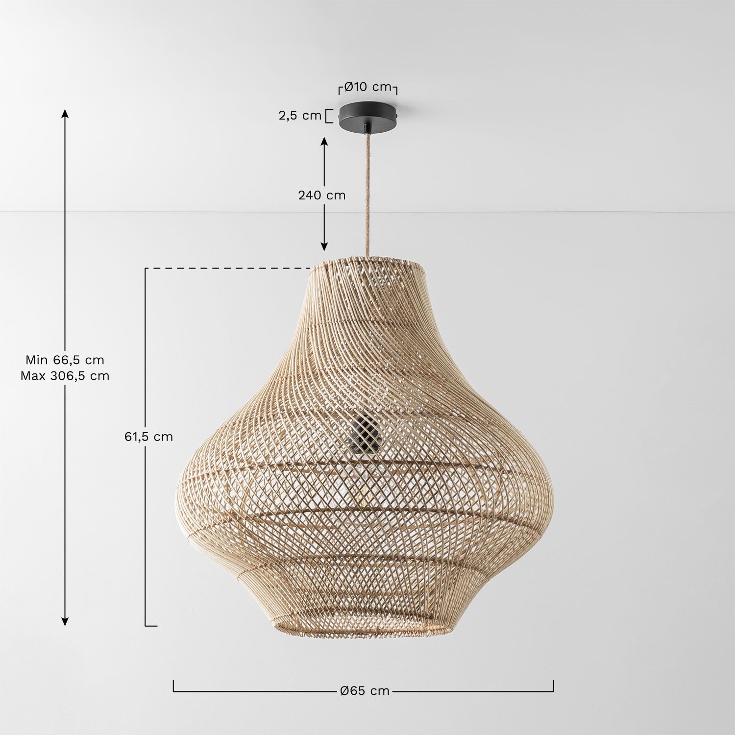 Lampe de plafond Magali, mesures