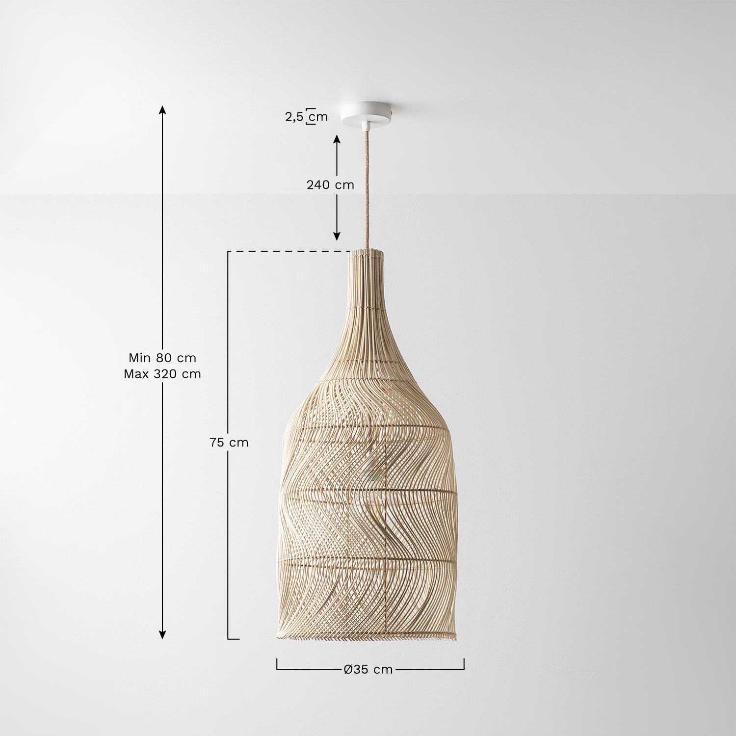 Lampe de plafond Embid, mesures