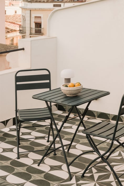 Table de jardin carrée 60x60 cm pliante en acier Janti - Vert Jungle