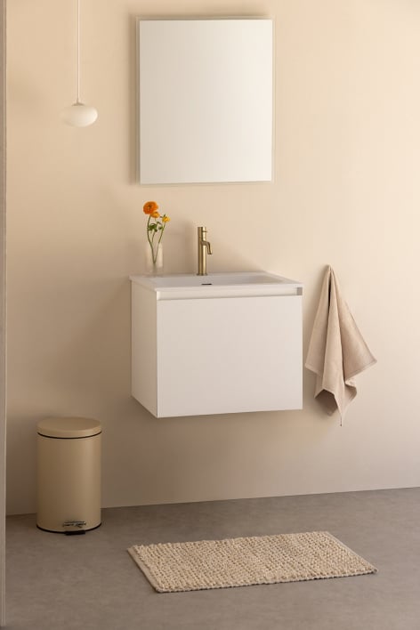 Ensemble de meuble de salle de bain suspendu en bois avec lavabo intégré Macrae - Blanc
