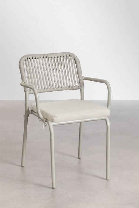 Pack de 2 chaises de salle à manger empilables avec accoudoirs en corde tressée Arhiza - Vert Kaki