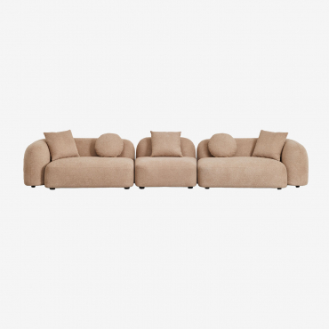 Canapé Modulaire 3 Pièces En Chenille Coco Tissu Chenille Épais Latte Brown - Sklum