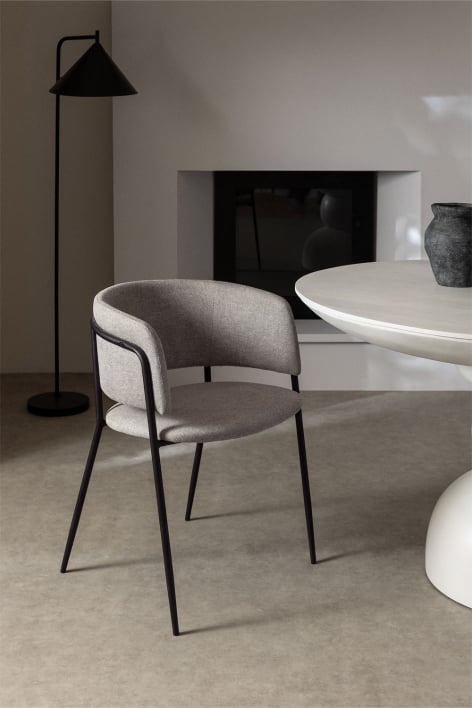 Chaise de salle à manger rembourrée Nalon - Tissu Gris Clair