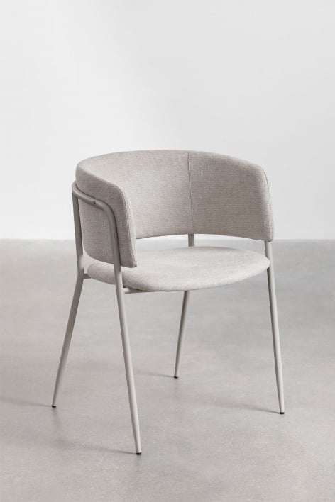 Pack de 2 chaises de salle à manger rembourrées Nalon - Tissu Blanc Cassé