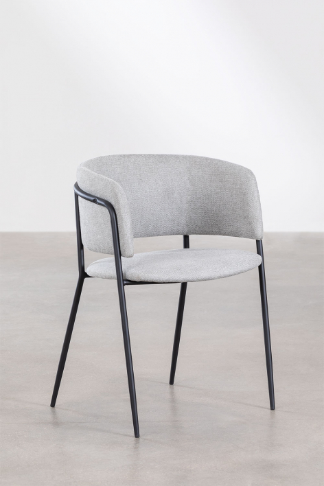 Pack de 4 chaises de salle à manger rembourrées Nalon - Tissu Gris Clair