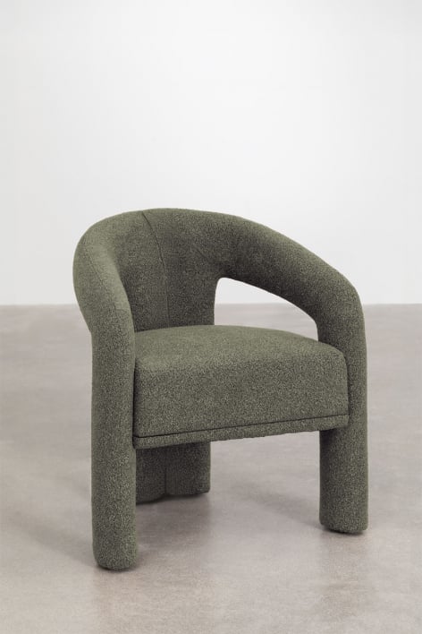 Lot de 2 chaises de salle à manger rembourrées Greca - Bouclé Vert Sauge