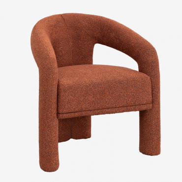 Fauteuil Rembourré Greca Boucle Rouge Tuile - Sklum