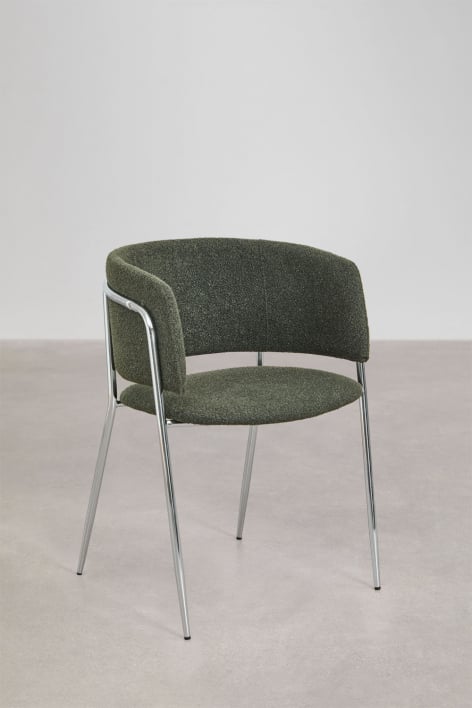 Pack de 2 chaises de salle à manger rembourrées Nalon - Bouclé Vert Militaire