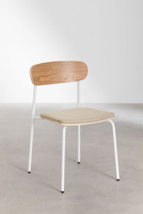 Pack de 4 chaises de salle à manger empilables en fer et bois Wilpier - Tapioca Beige