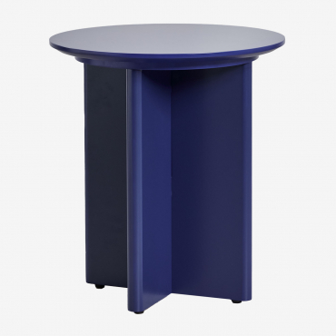 Table D'appoint Ronde Ø45 Cm En Mdf Saonara Bleu Lapis-lazuli - Sklum