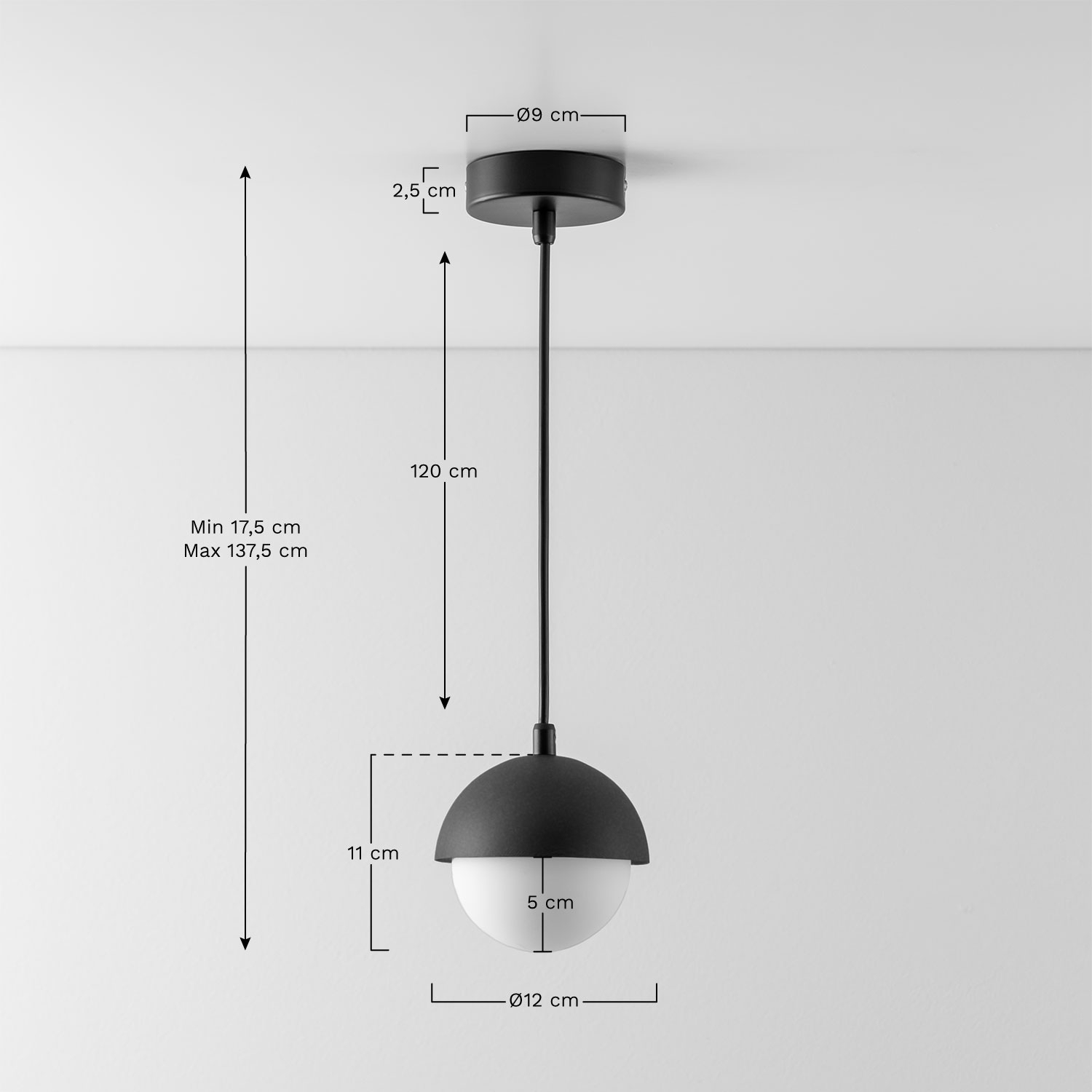 Suspension extérieure en fer Birgit, mesures