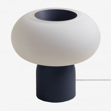 Lampe De Table Led En Verre Et Acier Deruent Bleu Lapis-lazuli - Sklum