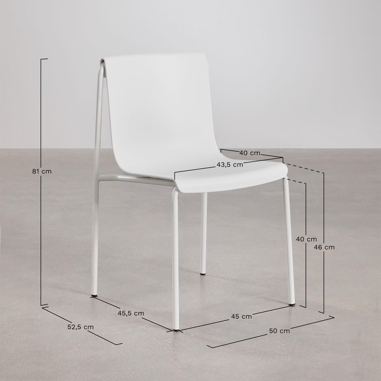 Pack de 2 chaises de jardin en polypropylène Ismène, mesures