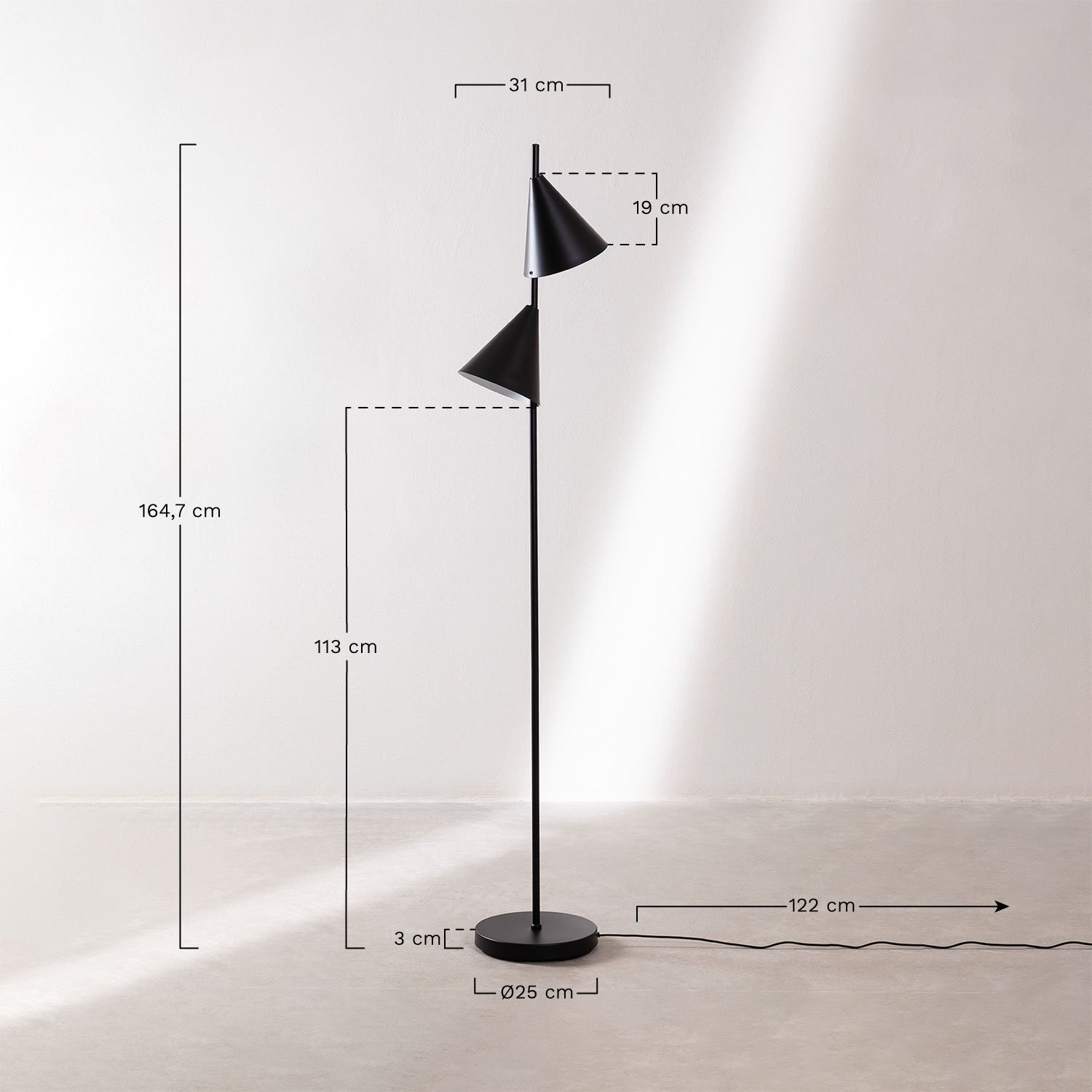 Lampadaire Clarisse, mesures