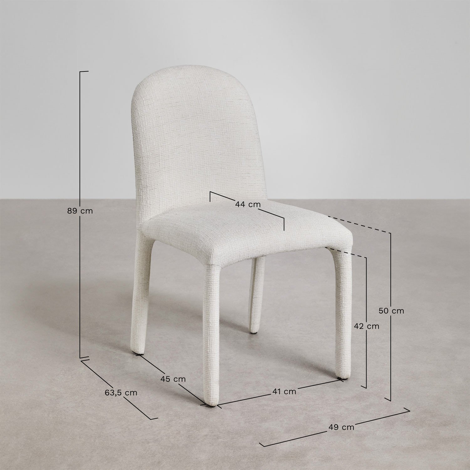 Chaise de salle à manger en tissu Riga, mesures