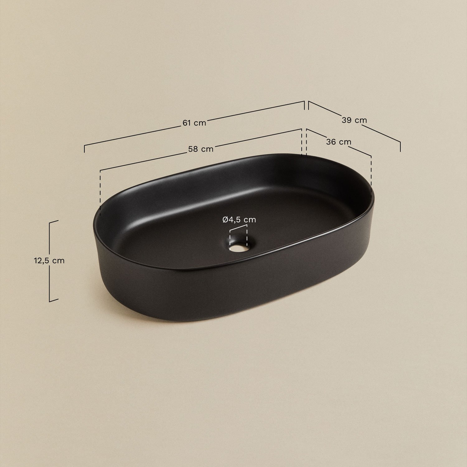 Ensemble de meubles de salle de bain en bois Lavena, mesures