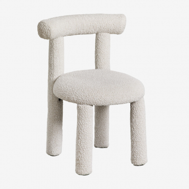 Chaise De Salle À Manger En Tissu Bouclé Gia Tissu Bouclé Blanc Cassé - Sklum