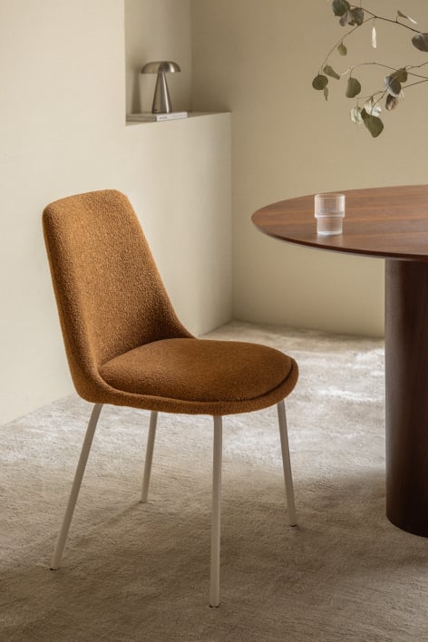 Chaise de salle à manger Chicago en tissu bouclé
