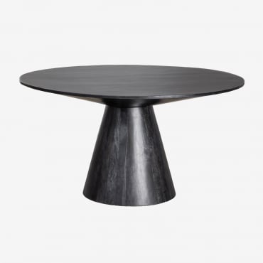 Table À Manger Ronde En Manguier Weymar Noir Uni & Ø140 Cm - Sklum