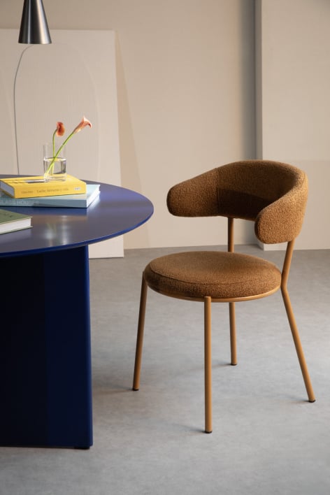 Chaise de salle à manger en tissu bouclé Verilo