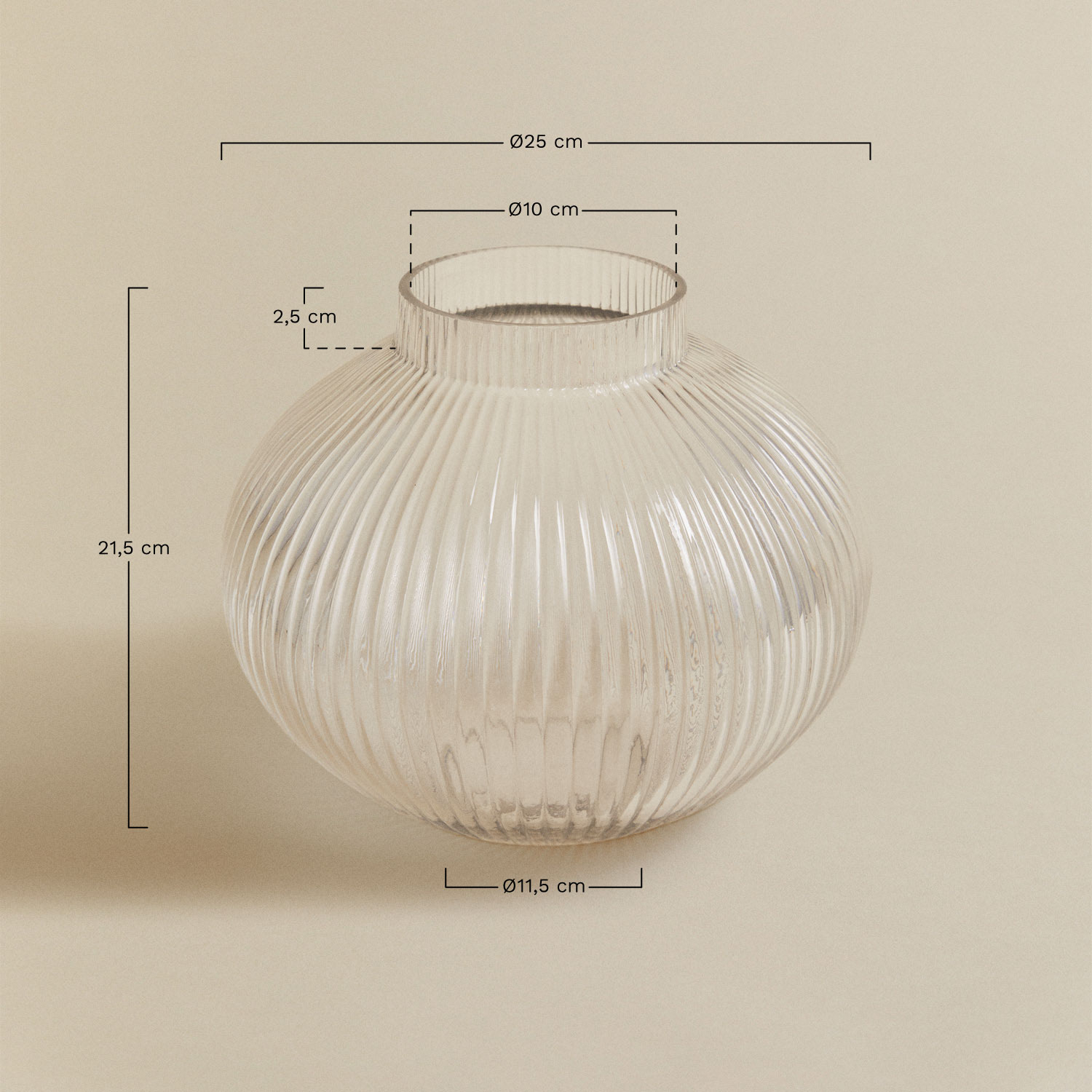 Vase en verre Biefel, mesures