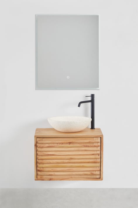 Ensemble de meuble de salle de bain suspendu en bois Deleyna