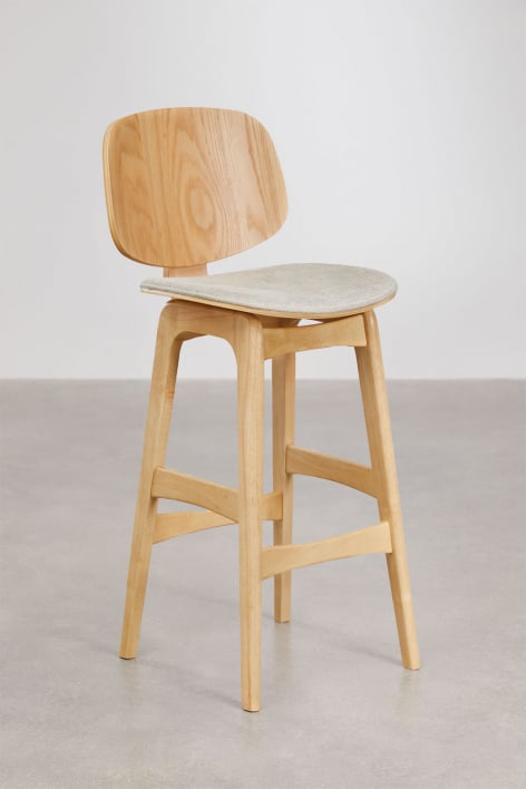 Tabouret haut 75 cm en bois finition Naturelle et tissu beige Canada - Tissu Beige