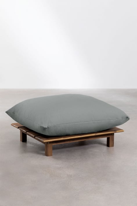 Pouf en bois d'acacia Brina - Gris Anthracite