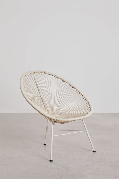 Nouveau fauteuil Acapulco en acier et osier synthétique - Tapioca Beige